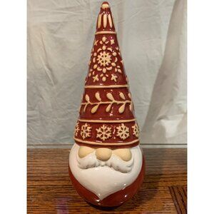Ceramic Red Holiday Gnome Figurine With Snowflake Design NWT